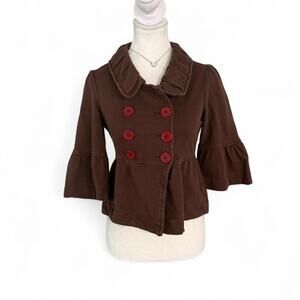 Trixxi Vintage Button Y2K 2000s Brown Cotton coat coquette size Medium casual